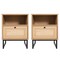 Merrick Lane Burkett Set of 2 Mid-Century Modern Wooden Bed Side Tables/Nightstands with Drawer and Shelf